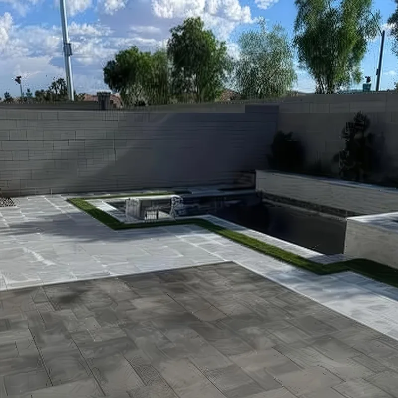 Paver patio with a water feature in a Las Vegas backyard