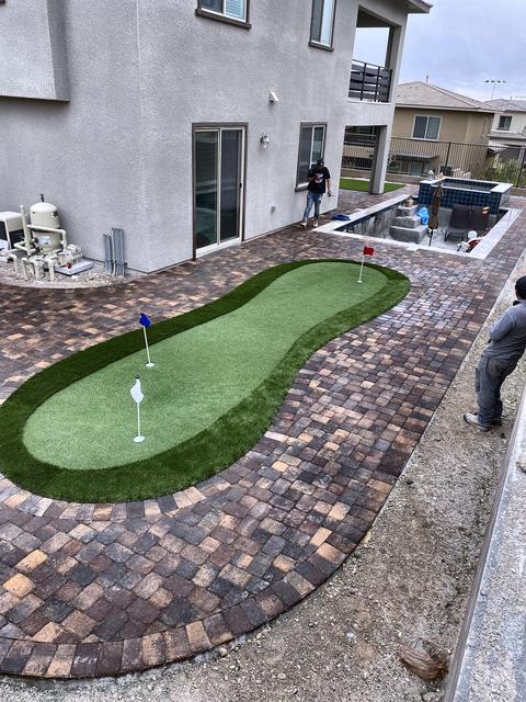 Backyard putting green, a Unique Pavers job in Las Vegas Valley