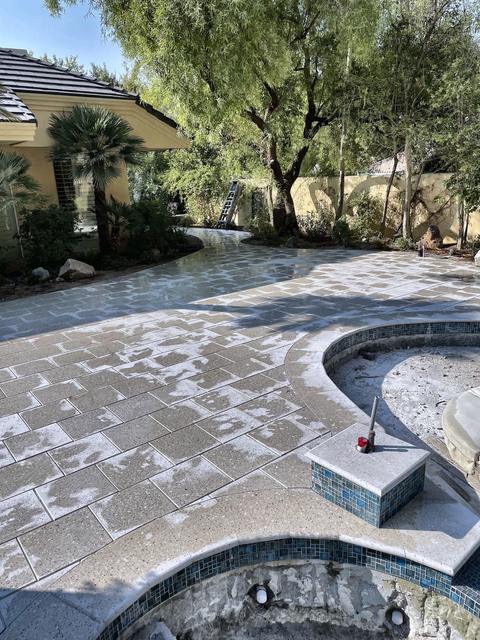 Pool deck around the spa, a Unique Pavers job in Las Vegas Valley
