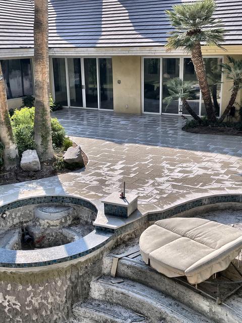 Spa patio in stone, a Unique Pavers job in Las Vegas Valley