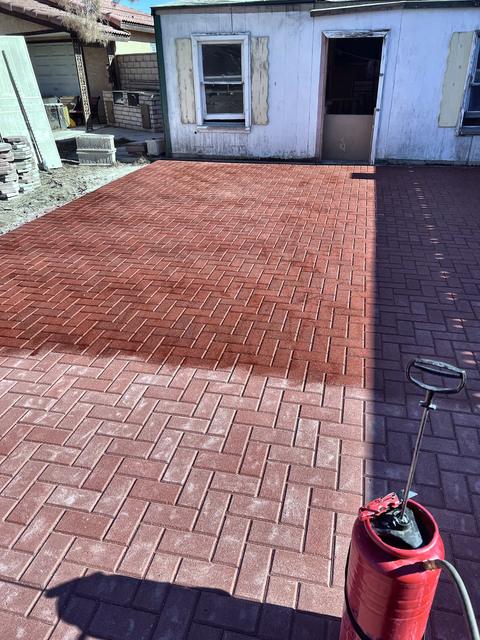 Red pavers, sealed, a Unique Pavers job in Las Vegas Valley