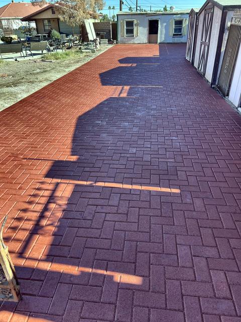 Herringbone drive to the garage, a Unique Pavers job in Las Vegas Valley