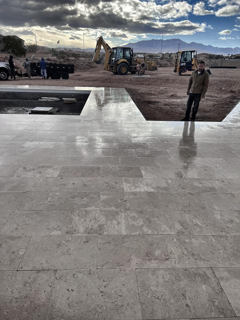 Pool deck, day of the pour, a Unique Pavers job in Las Vegas Valley