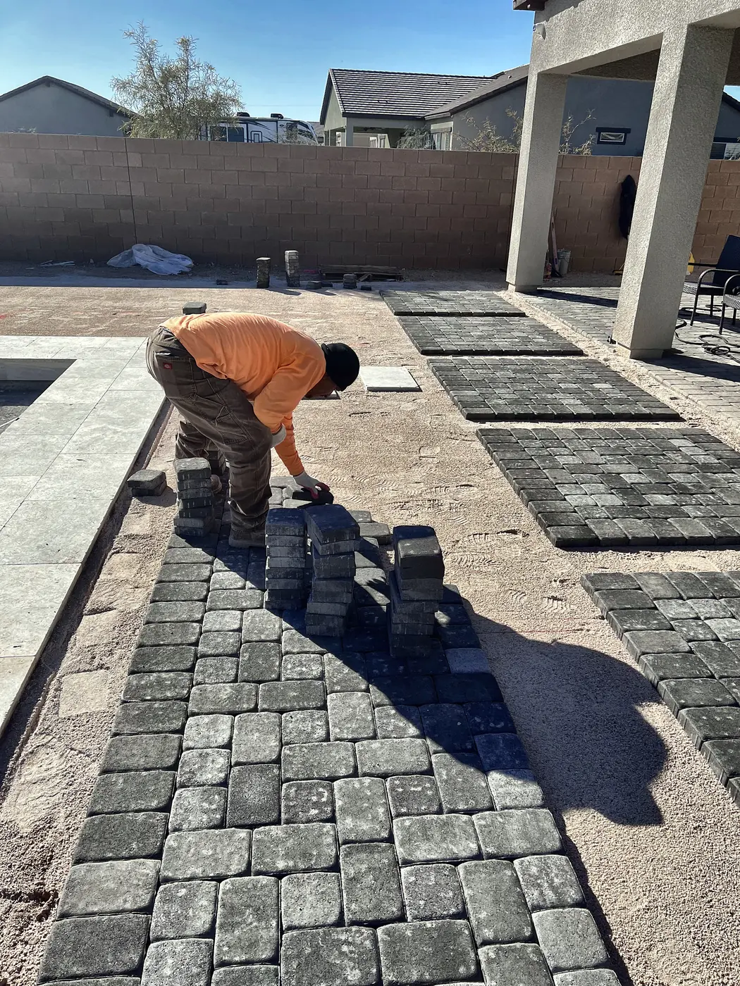 Pavers, one at a time, a Unique Pavers job in the Las Vegas valley