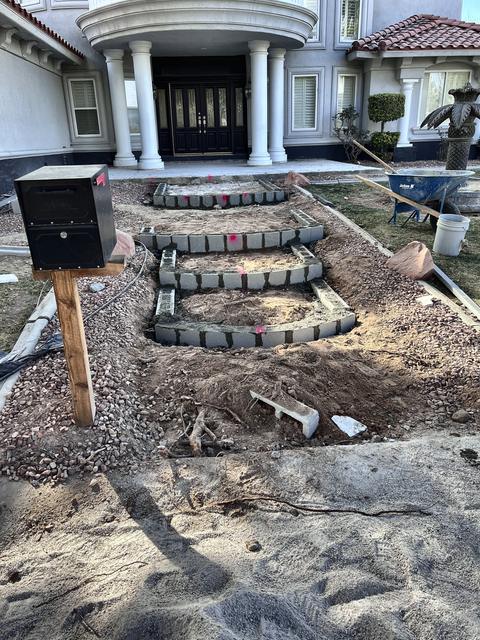 Front entry steps, block work, a Unique Pavers job in Las Vegas Valley