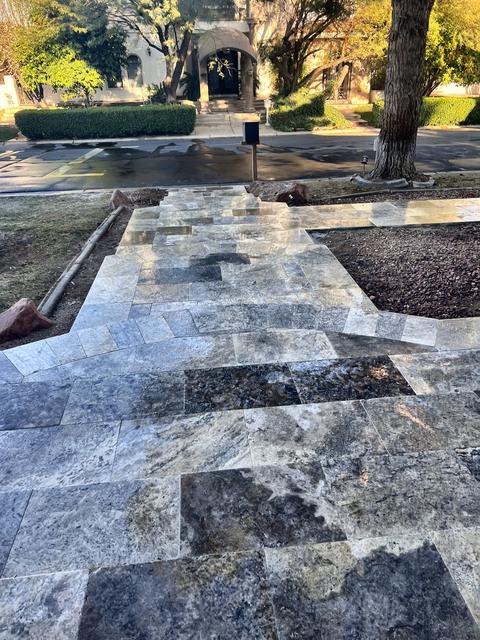 Stone entry walkway, a Unique Pavers job in Las Vegas Valley